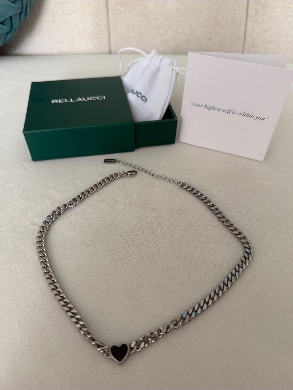 Bellalucci Silver Heart Link Necklace - Women's Chain Pendant